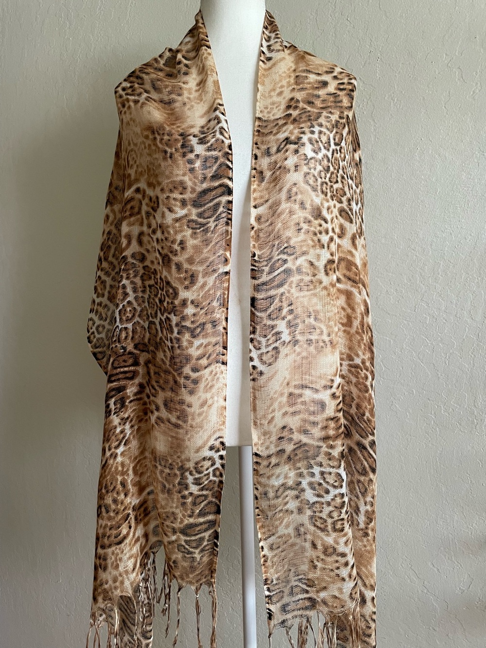 Animal print linen scarf